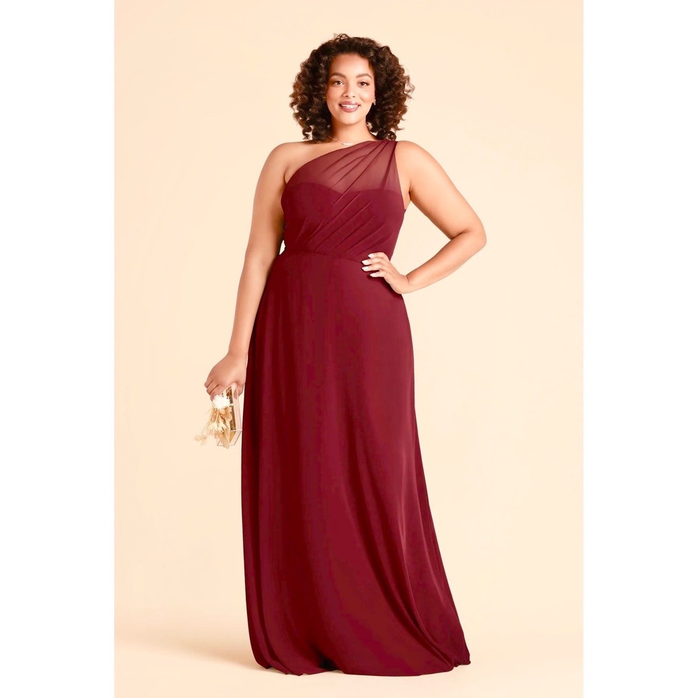 Birdy Grey One-Shoulder Wine Chiffon Bridesmaid Dress